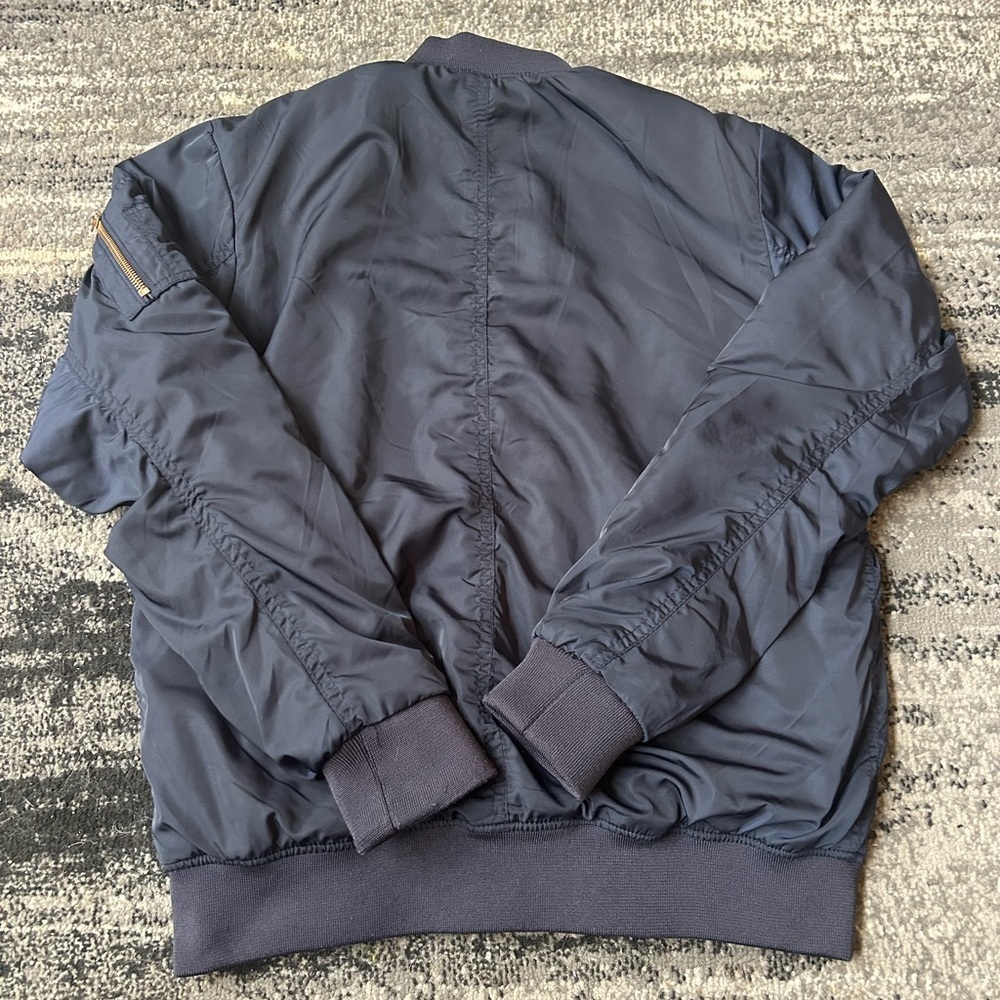 H&M Silky Navy/Gold Bomber Jacket With Ruching - Picture 10 of 10